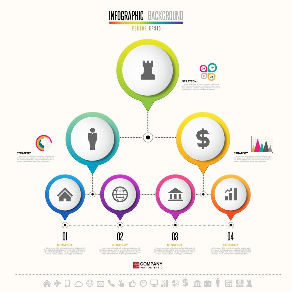 modelo de design de infográficos com conjunto de ícones vetor