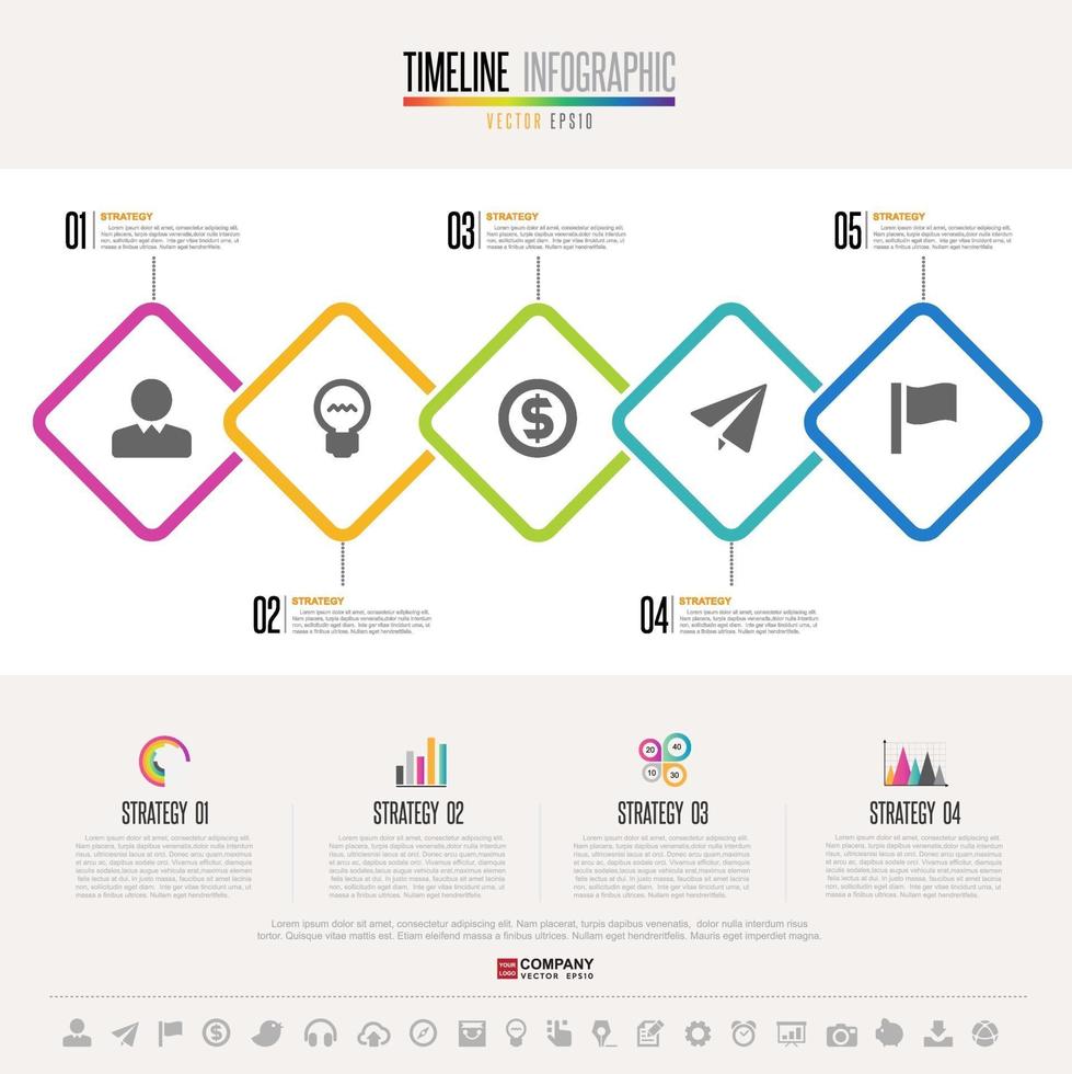 modelo de design de infográficos de linha do tempo vetor