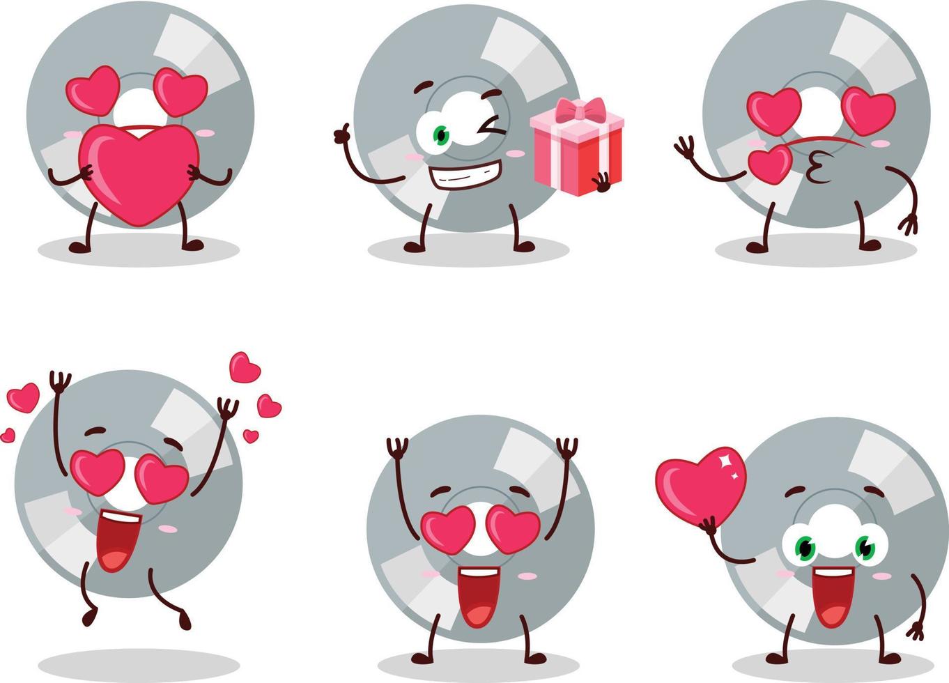 compactar disco desenho animado personagem com amor fofa emoticon vetor