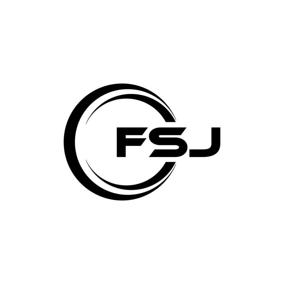 design de logotipo de carta fsj na ilustração. logotipo vetorial, desenhos de caligrafia para logotipo, pôster, convite, etc. vetor