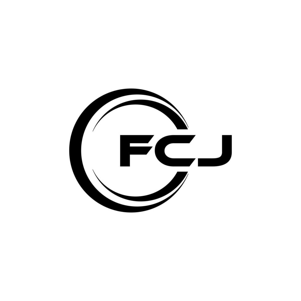 design do logotipo da carta fcj na ilustração. logotipo vetorial, desenhos de caligrafia para logotipo, pôster, convite, etc. vetor