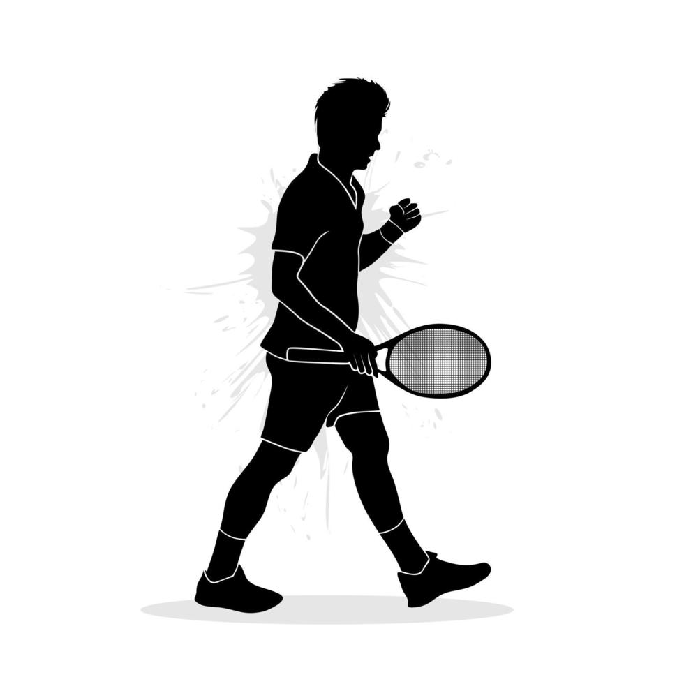 silhueta do uma masculino tênis jogador. vetor ilustração