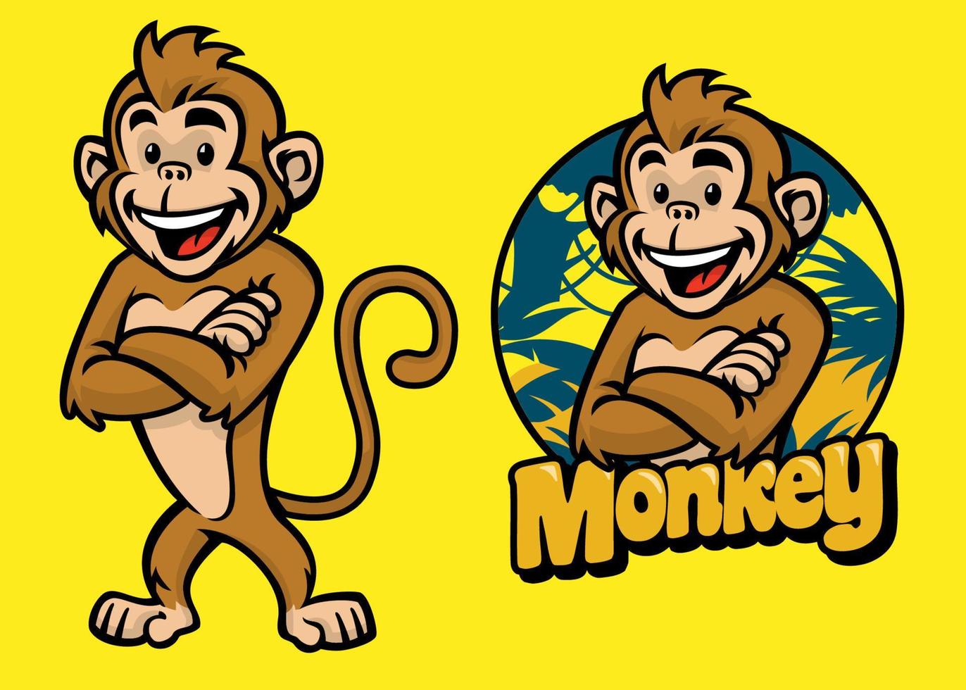 conjunto do desenho animado macaco personagem vetor