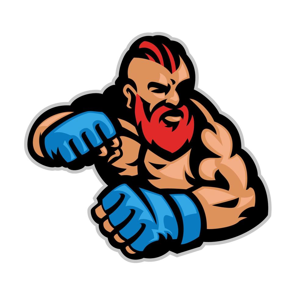 barbudo MMA lutador mascote logotipo vetor