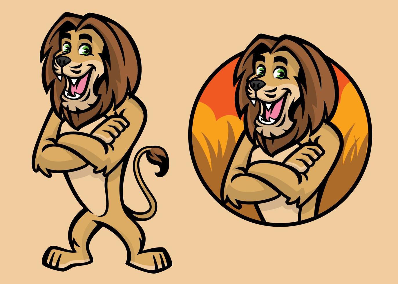conjunto do desenho animado leão personagem vetor