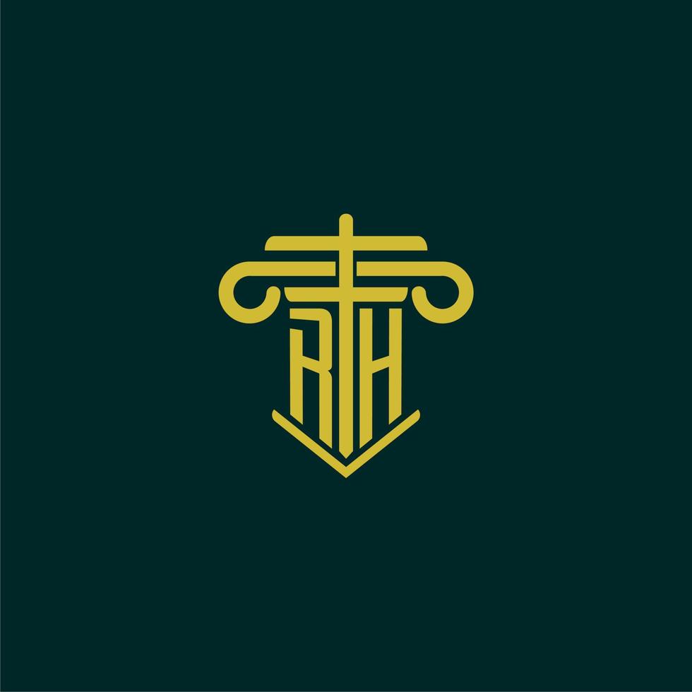 rh inicial monograma logotipo Projeto para lei empresa com pilar vetor imagem