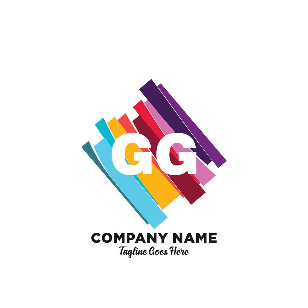 gg inicial logotipo com colorida modelo vetor. vetor