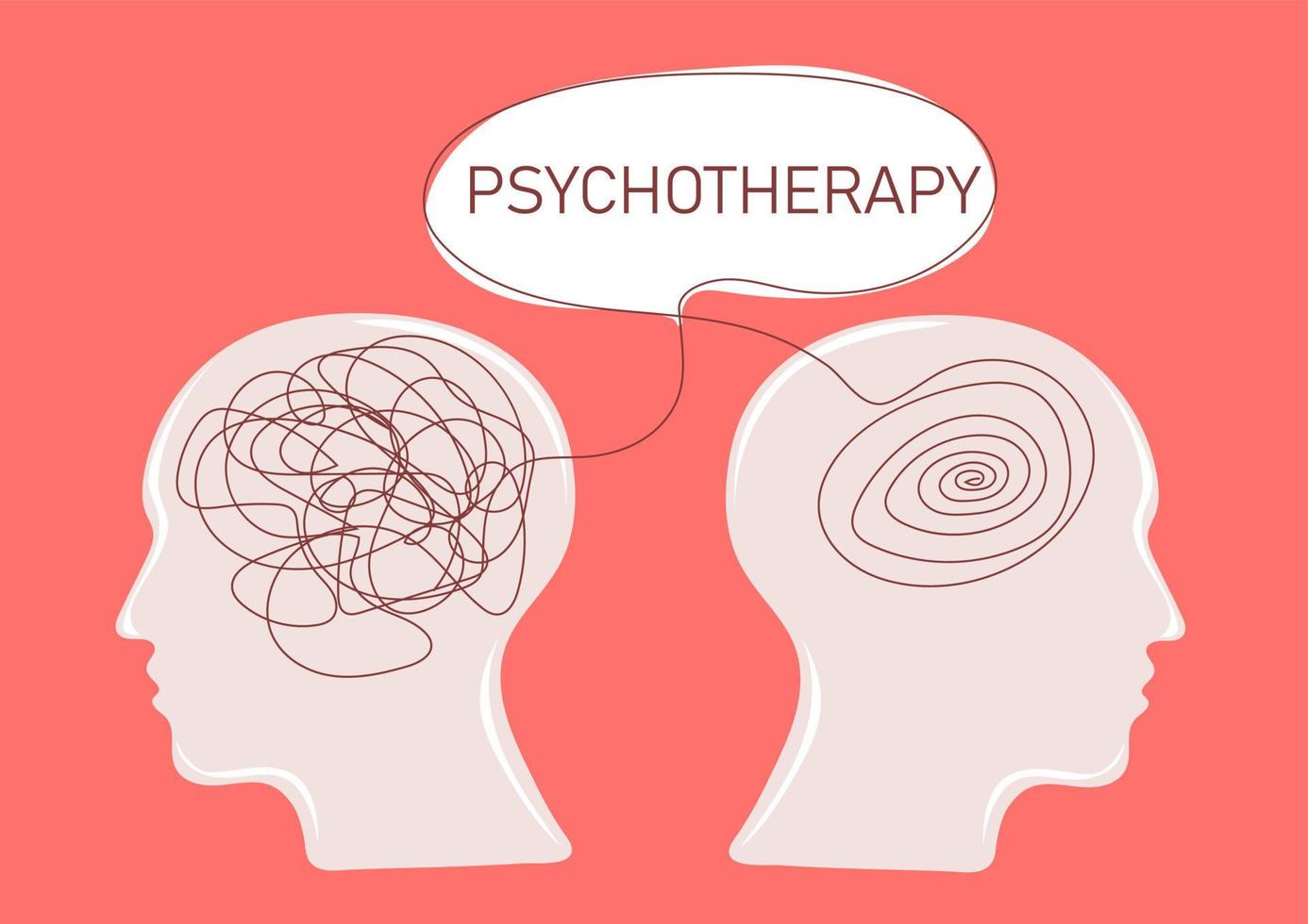 dois humano cabeças silhueta com cérebro mental saúde psicopata terapia conceito vetor
