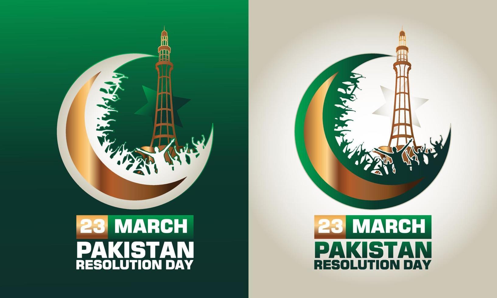 Paquistão resolução dia logotipo Projeto com lua e minar e Paquistão multidão vetor