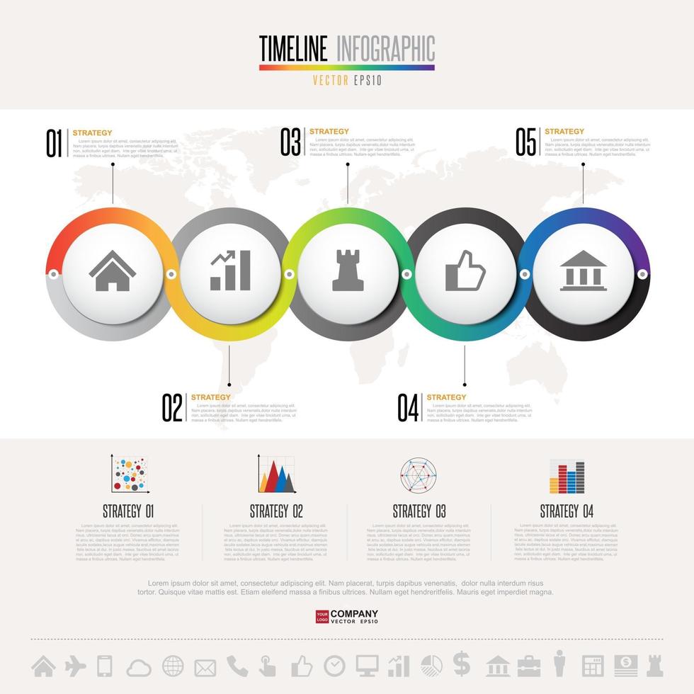 modelo de design de infográficos de linha do tempo vetor