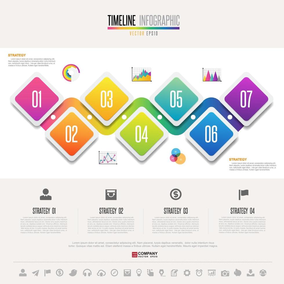 modelo de design de infográficos de linha do tempo vetor