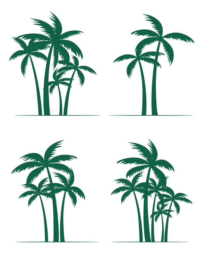 conjunto verde Palma árvores isolado. vetor ilustração.