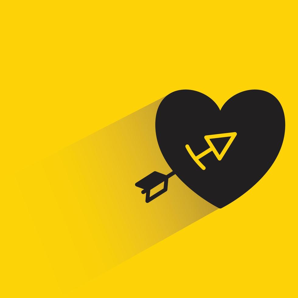seta arco e coração em amarelo fundo vetor ilustração