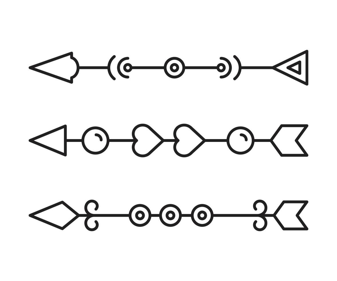 Setas; flechas divisores linha arte vetor