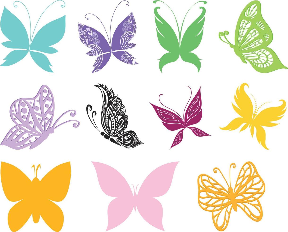conjunto do borboleta silhuetas coleção, vetor ilustração isolado