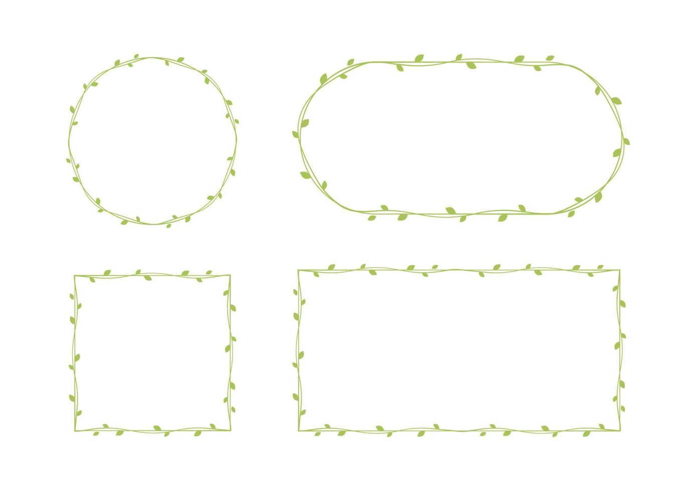 verde videira quadros e fronteiras definir, floral botânico Projeto elemento vetor ilustração