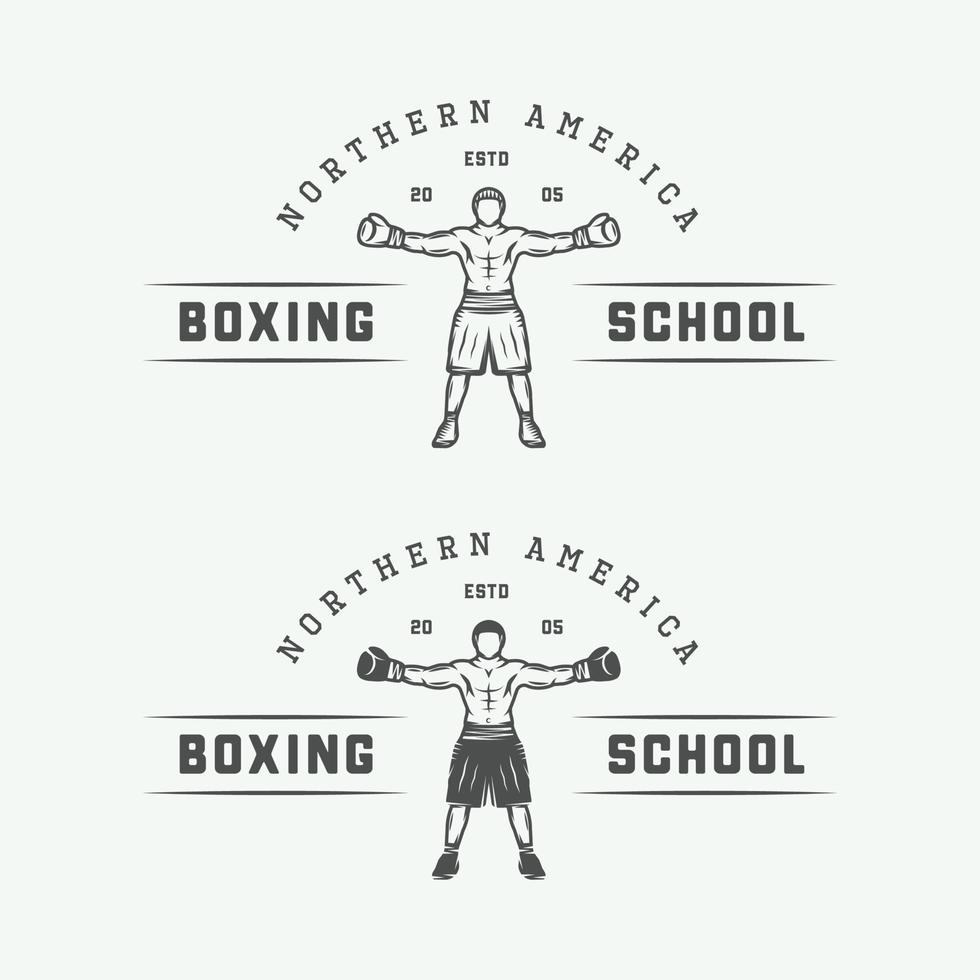 boxe e marcial artes logotipo Distintivos e etiquetas dentro vintage estilo. vetor