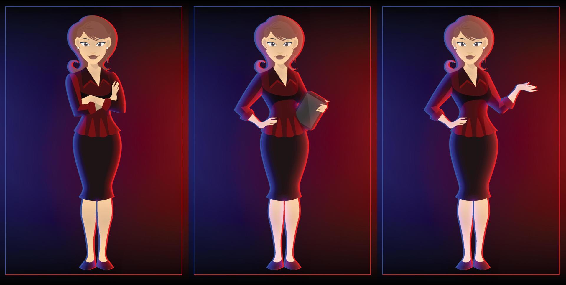 dois desenho animado meninas dentro Preto e vermelho vestir equipamento clube realçar noite o negócio vetor