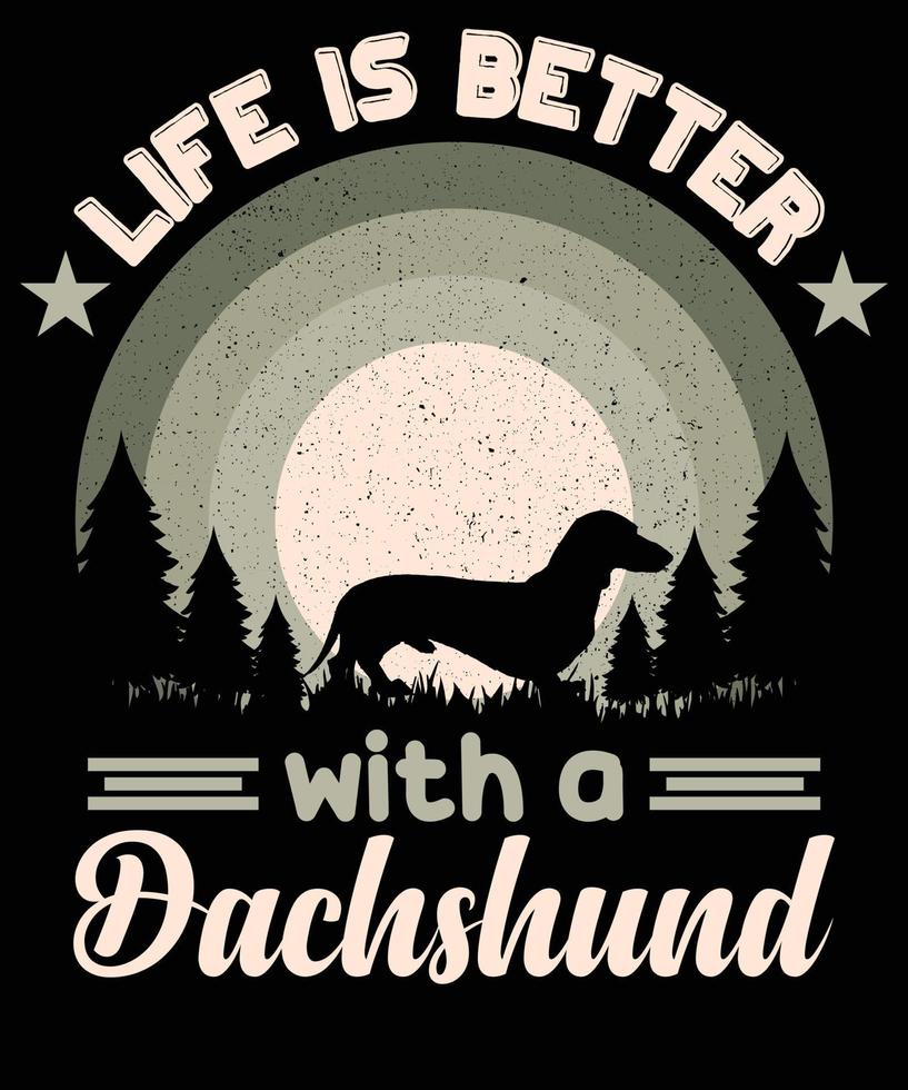 vida é Melhor com uma dachshund vintage camiseta Projeto vetor