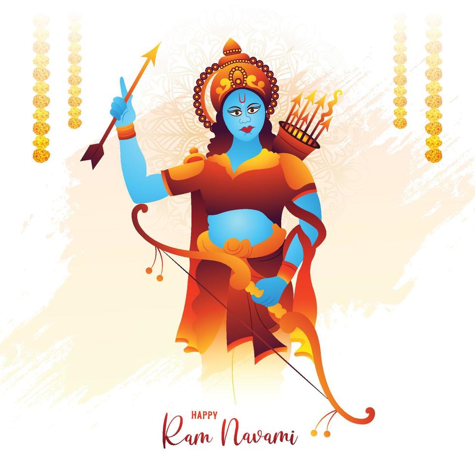 lord rama shree ram navami festival deseja fundo de celebração de cartão vetor