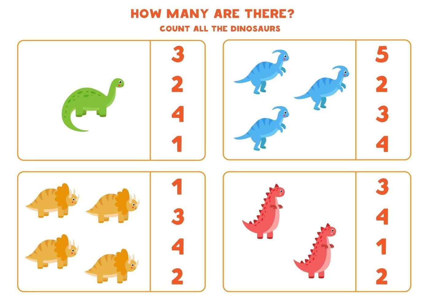 Jogo de adição com diferentes dinossauros jogo educacional de matemática  para crianças