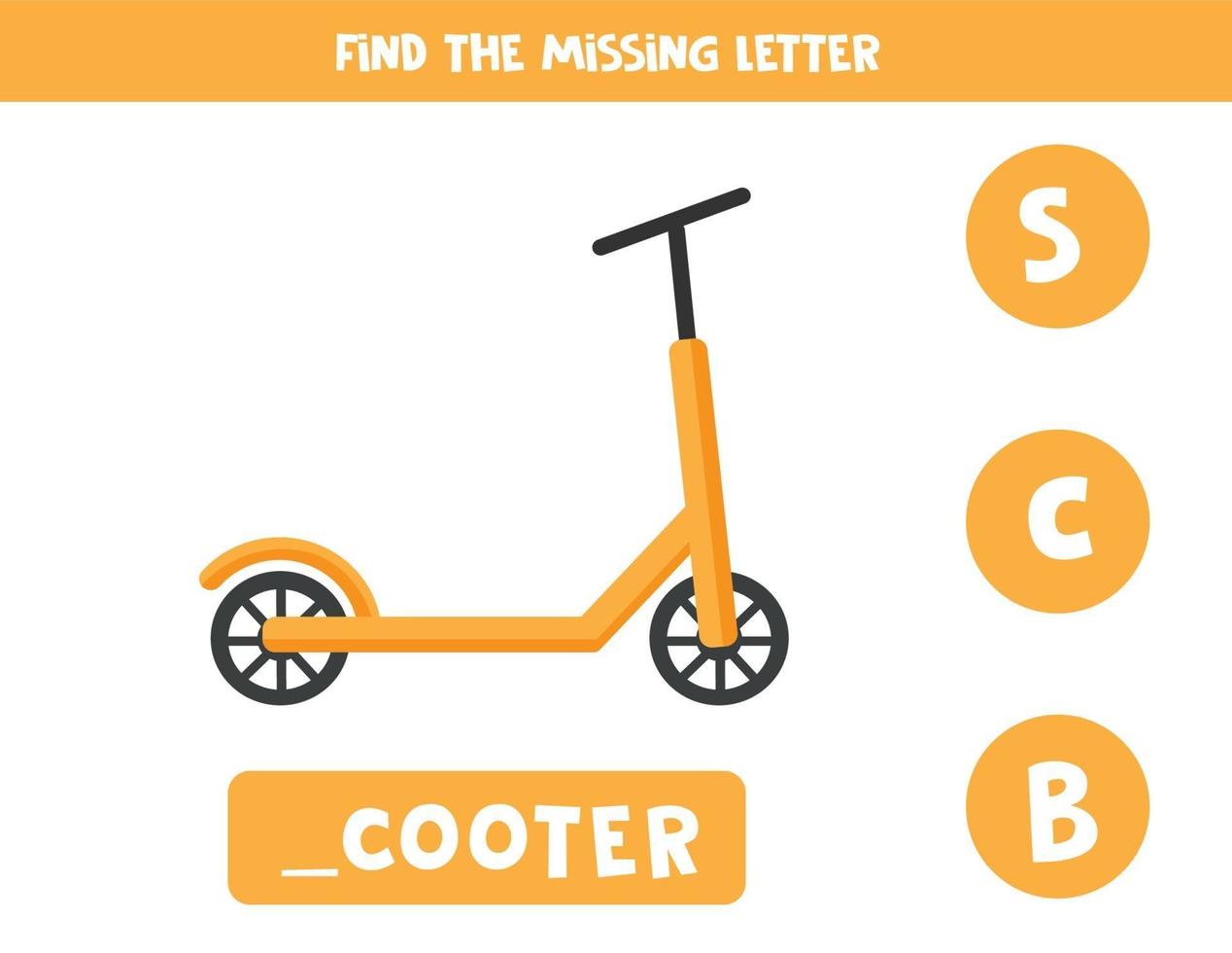 encontrar a carta que falta. scooter dos desenhos animados. jogo educativo. vetor