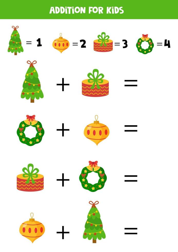 resolver a equação matemática. elementos de Natal dos desenhos animados. vetor