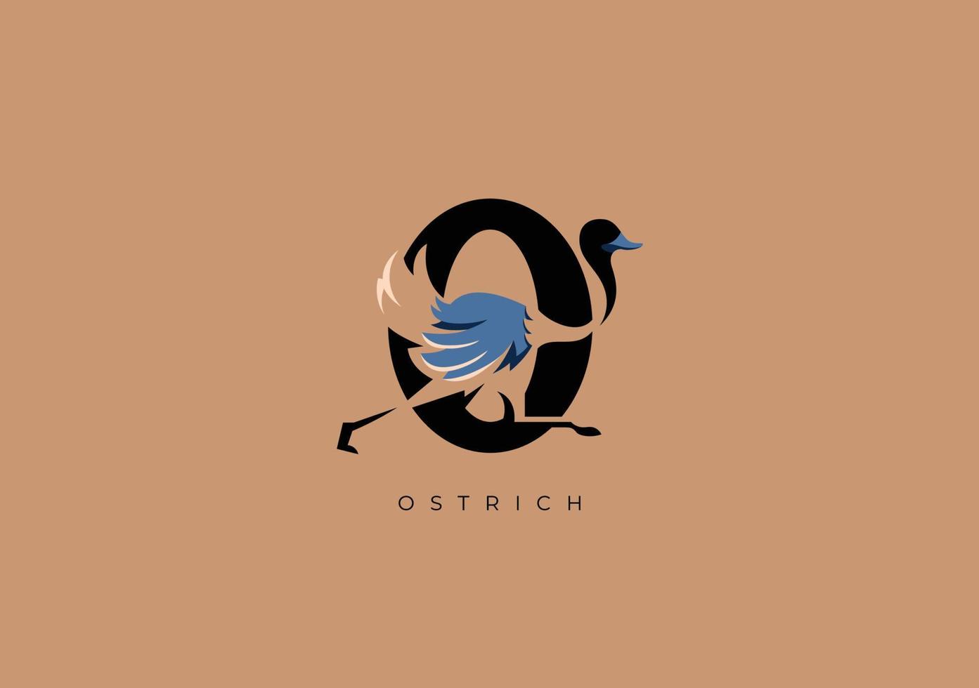 avestruz o monograma, vetor logotipo