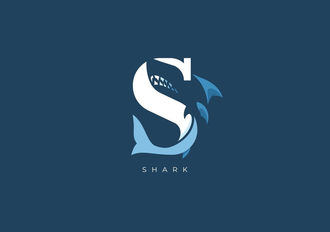 Tubarão s monograma, vetor logotipo