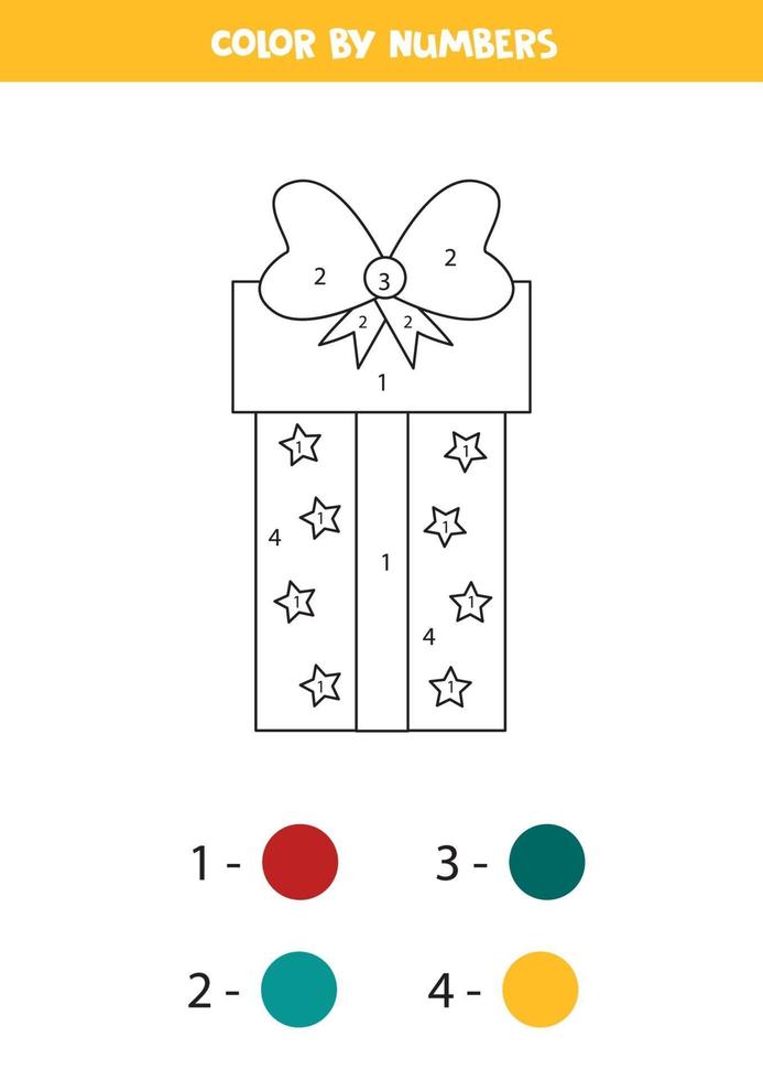 caixa de presente colorida dos desenhos animados por números. jogo de matemática. vetor