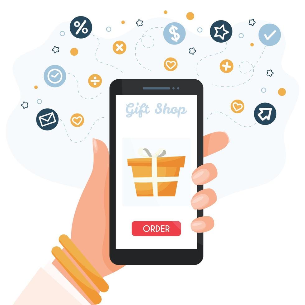 compras online em smartphone vetor