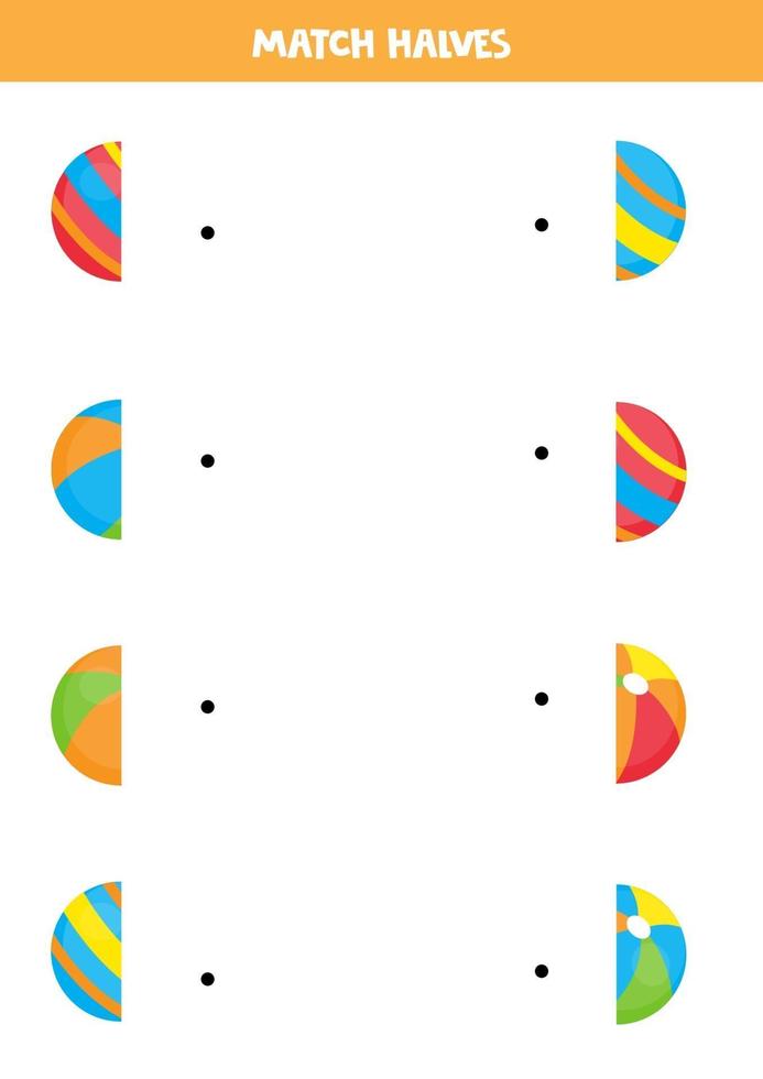 combinar peças de bolas de brinquedo coloridas. jogo lógico para crianças. vetor