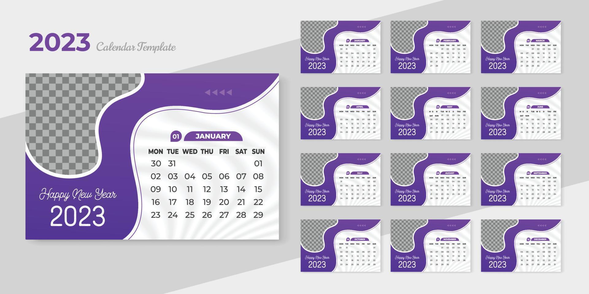 moderno 2023 Novo ano escrivaninha calendário Projeto modelo vetor