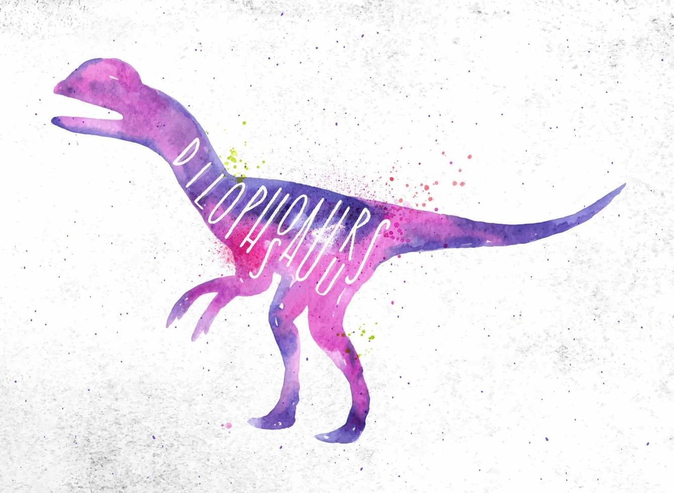 dinossauro poster letras dilofossauro desenhando com cor, vívido pintura em sujo papel fundo. vetor