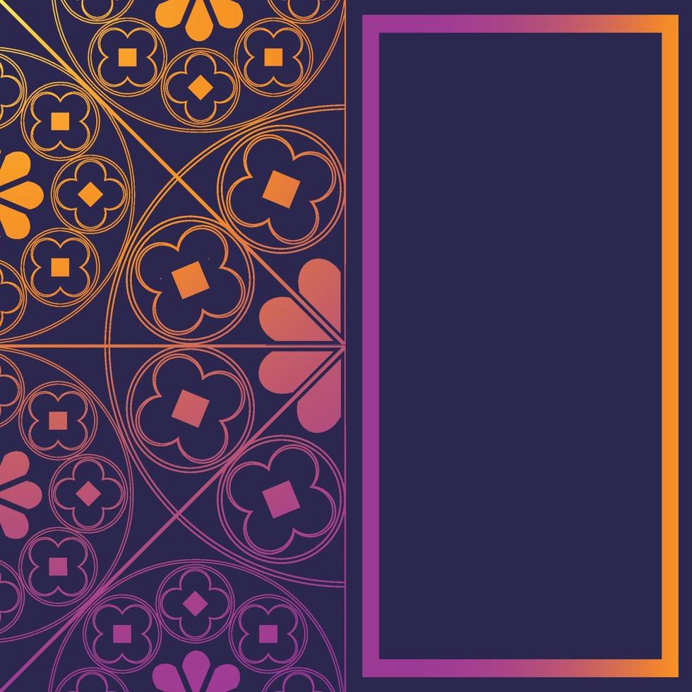 padrão medieval floral modelo de fundo retângulo brilhando em roxo vetor