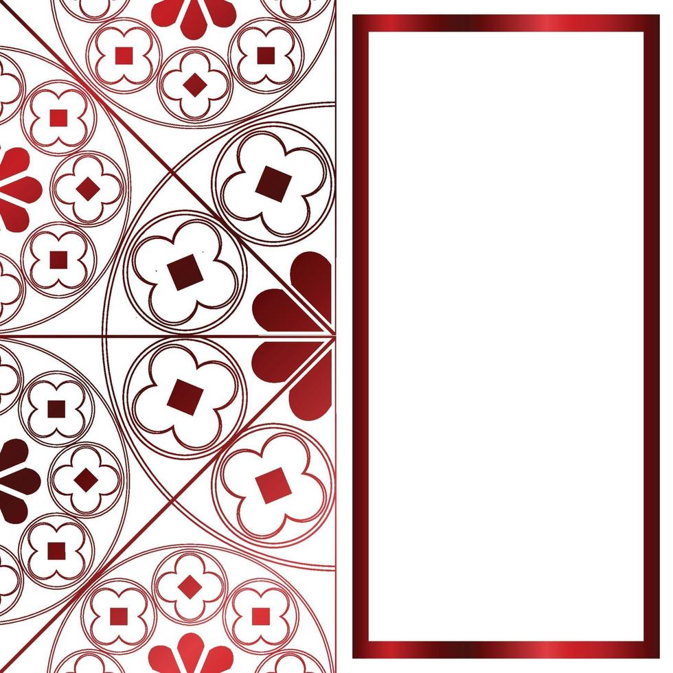 padrão medieval floral fundo modelo retângulo vermelho metálico vetor