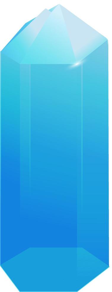 cristal. quartzo de cura transparente curativo. gema brilhante claro gradiente azul. pedra Mágica vetor