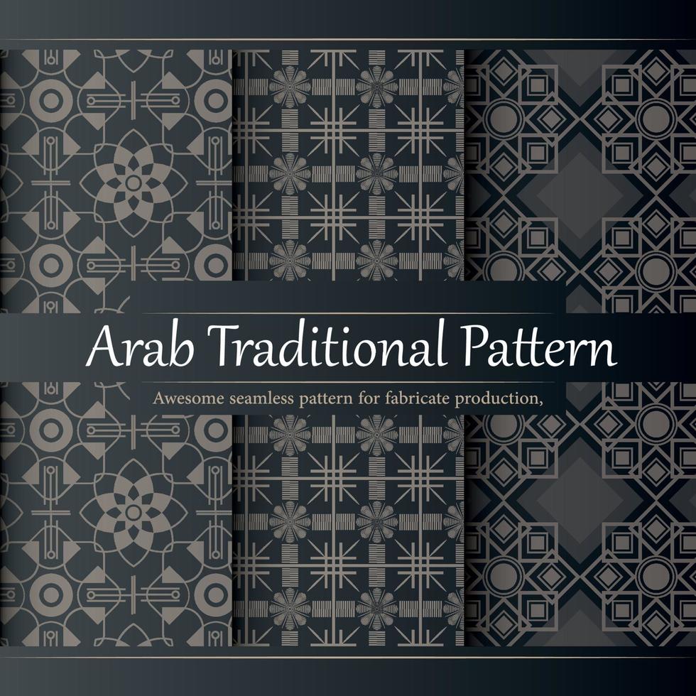 coleção de padrão árabe linear de design plano de luxo vetor