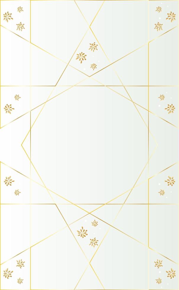 linha geométrica dourada e padrão de casamento de flores vetor
