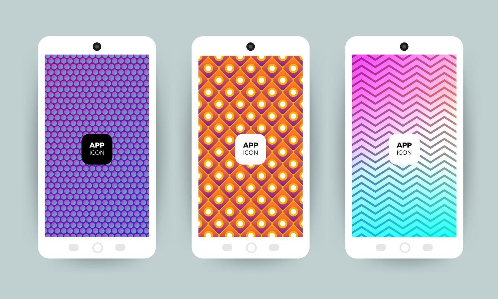 conjunto de designs de fundo abstrato colorido em telefones celulares vetor