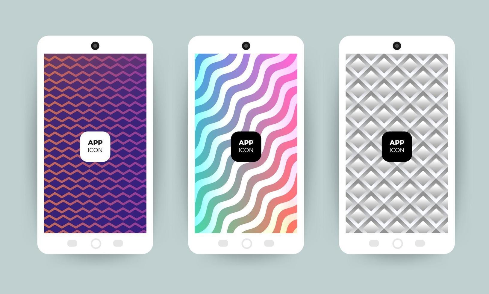 conjunto de designs de fundo abstrato colorido em telefones celulares vetor