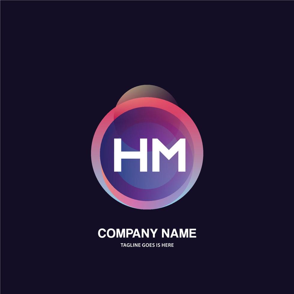 hm inicial logotipo com colorida círculo modelo vetor