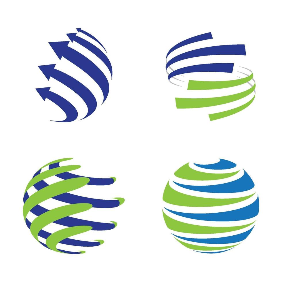 conjunto de design de logotipo de tecnologia global vetor