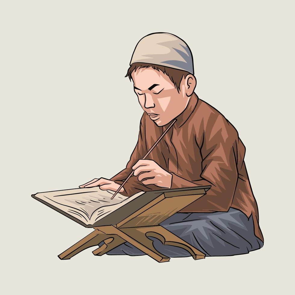 lendo a qur'an dentro Ramadã vetor