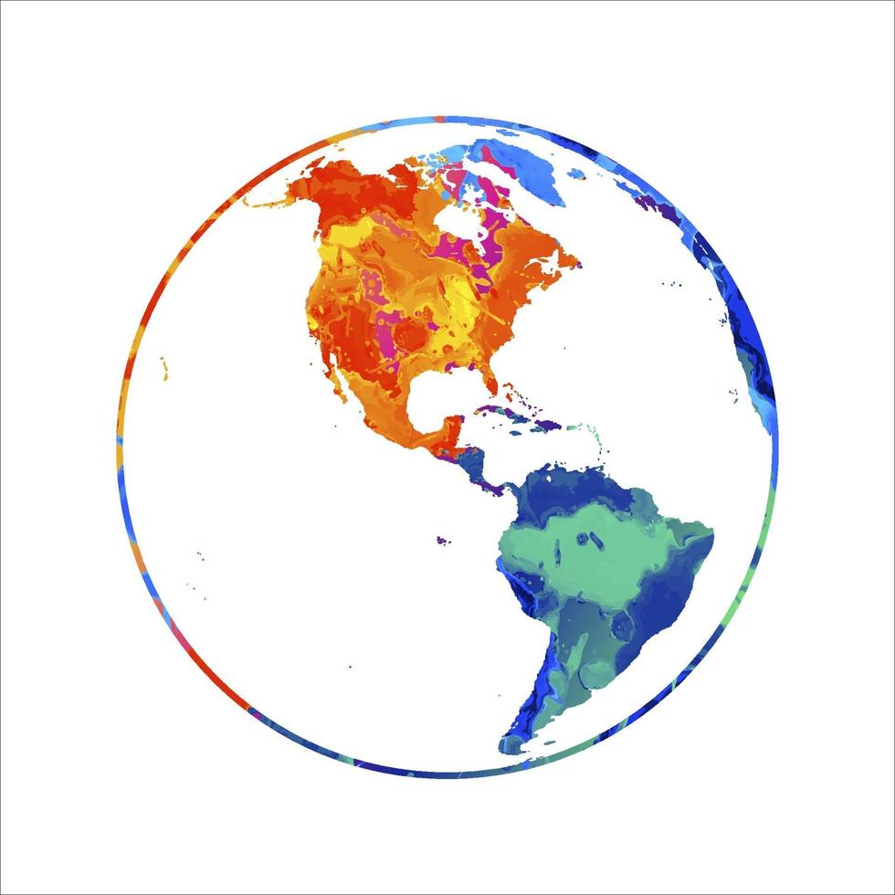 abstrato planeta Terra do respingo de aquarelas. globo do mapa do mundo. ilustração vetorial de tintas vetor