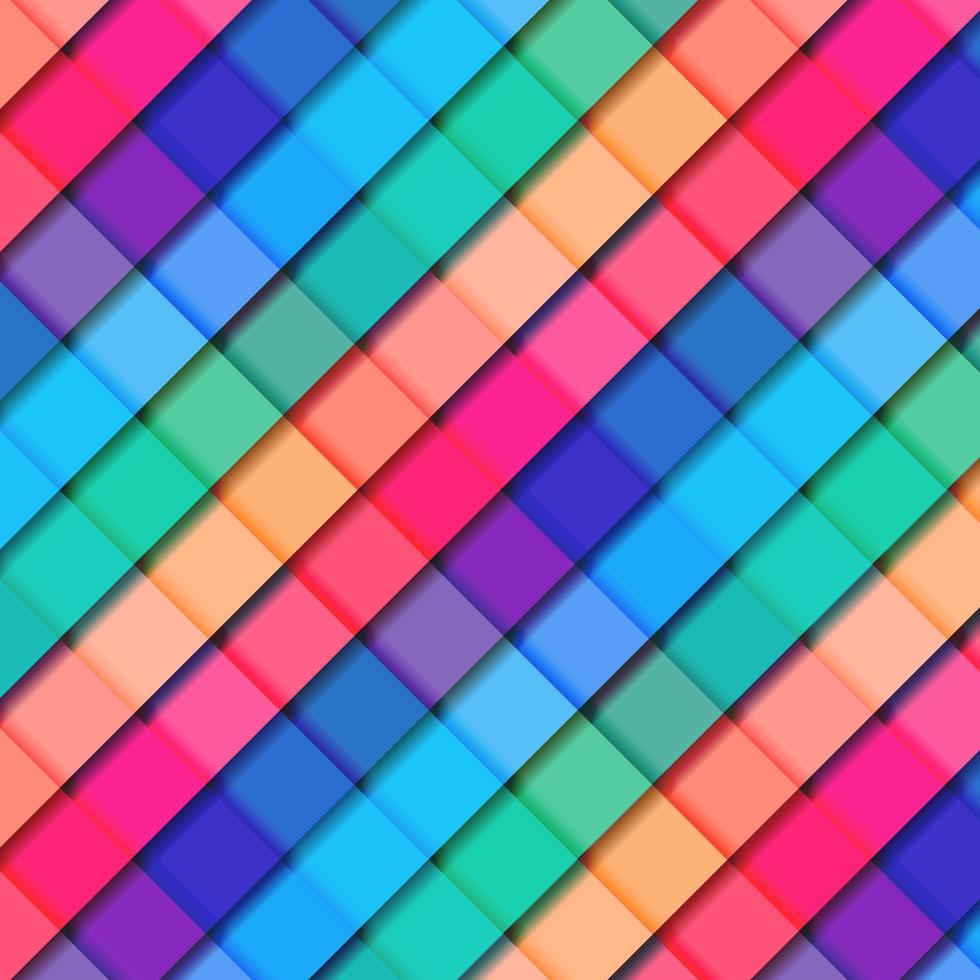 abstrato 3d listrado geométrico padrão quadrado de cor vibrante de fundo. vetor