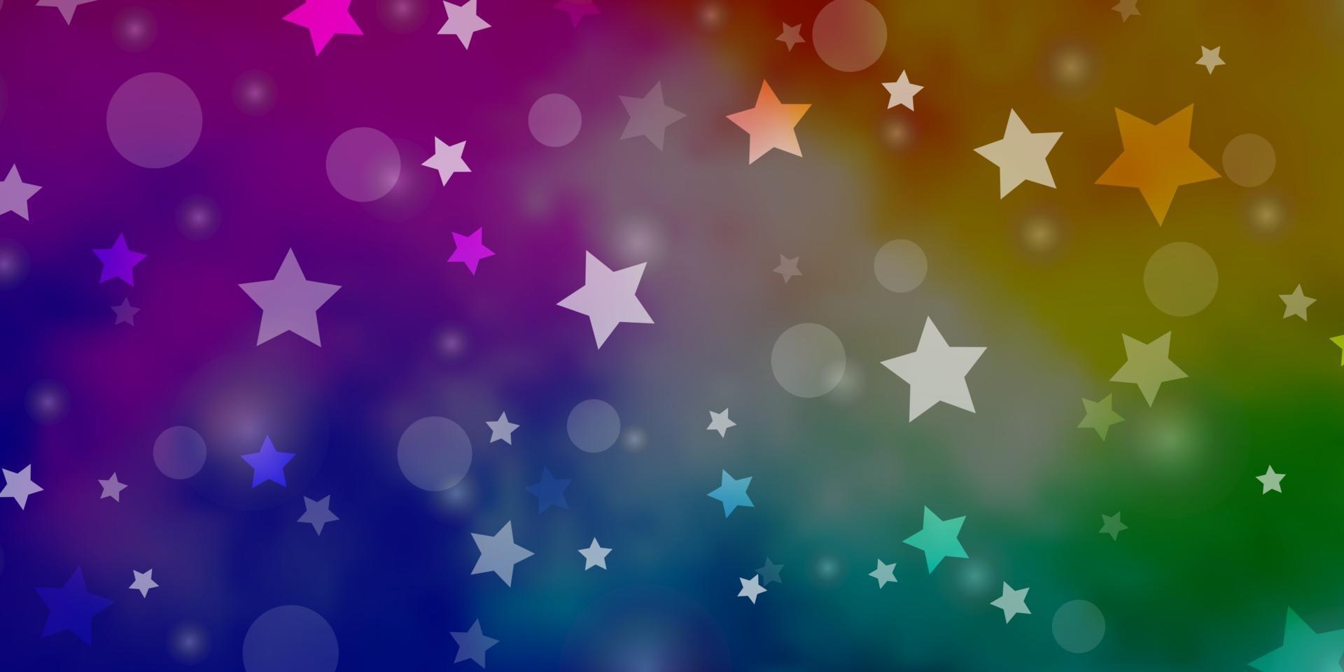 luz de fundo multicolor vector com círculos, estrelas.