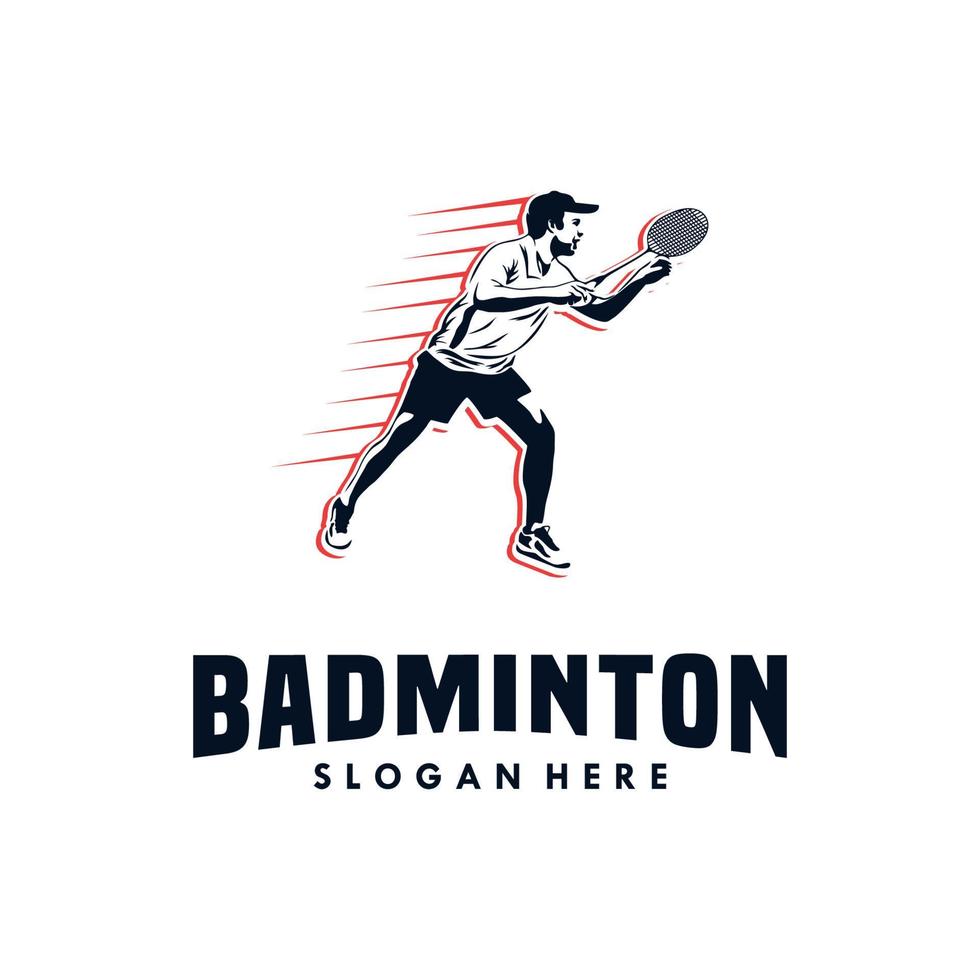 moderno apaixonado badminton jogador dentro açao logotipo vetor