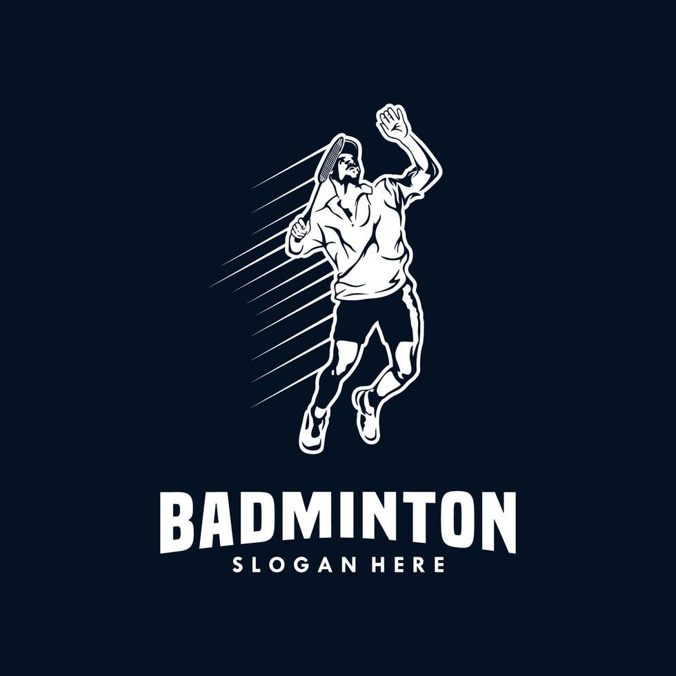 salto smash design de logotipo de silhueta de badminton vetor