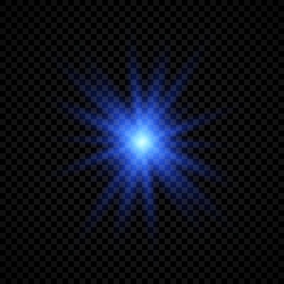 efeito de luz de reflexos de lente. efeitos de explosão estelar de luzes brilhantes azuis com brilhos vetor
